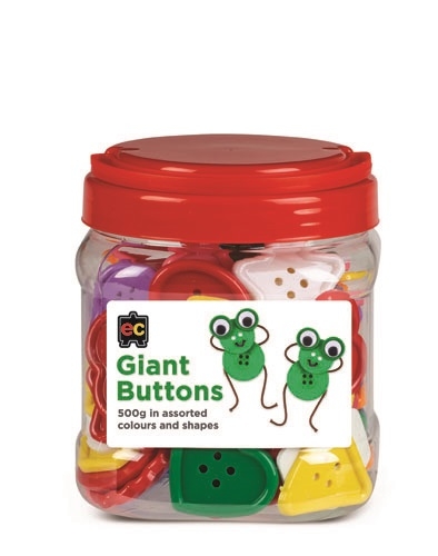 Buttons Giant Asst Cols & Shapes 500gm Jar
